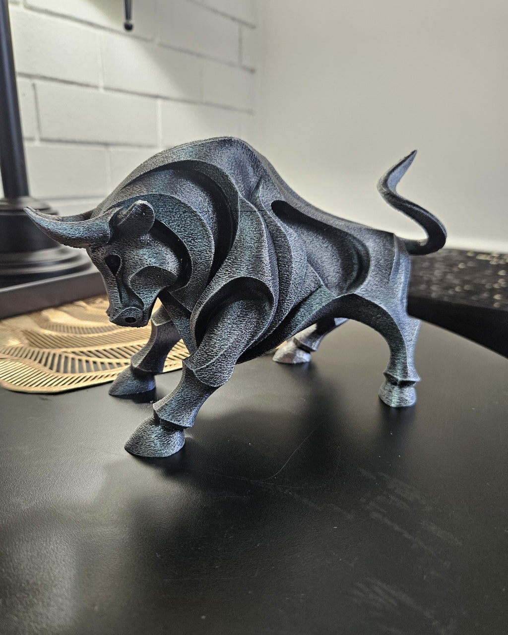 Geometric Bull Sculpture – 24cm