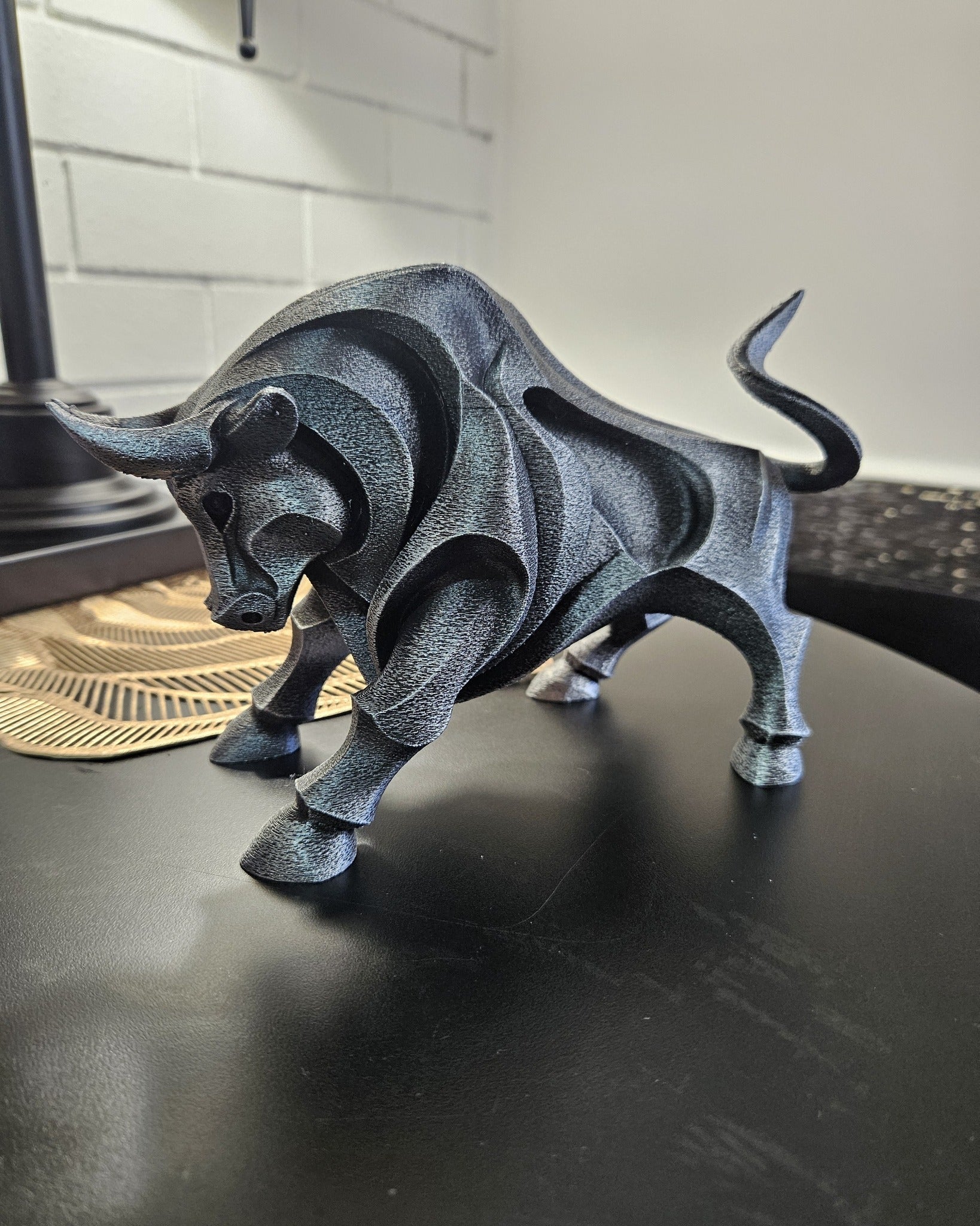 Geometric Bull Sculpture – 24cm