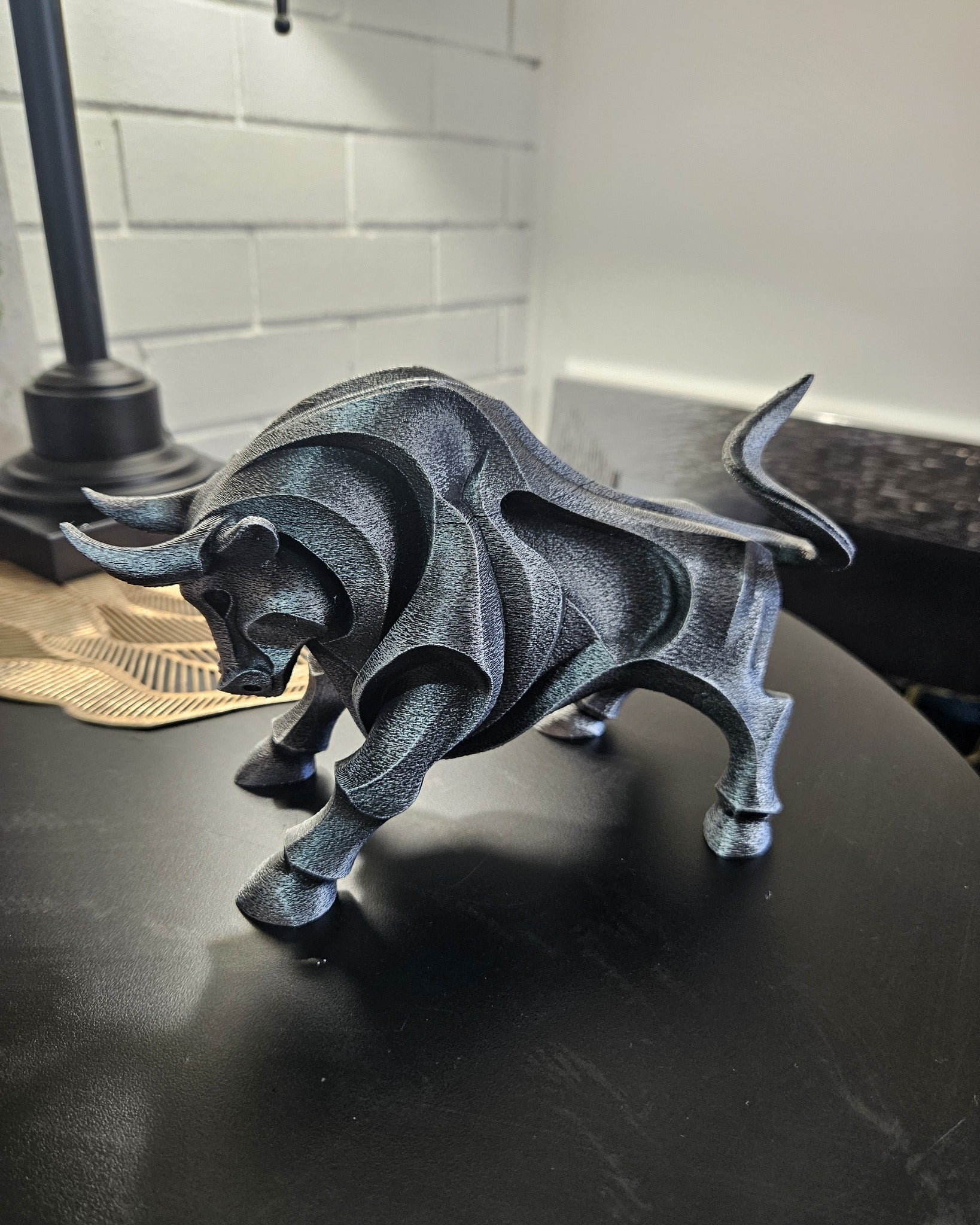 Geometric Bull Sculpture – 24cm