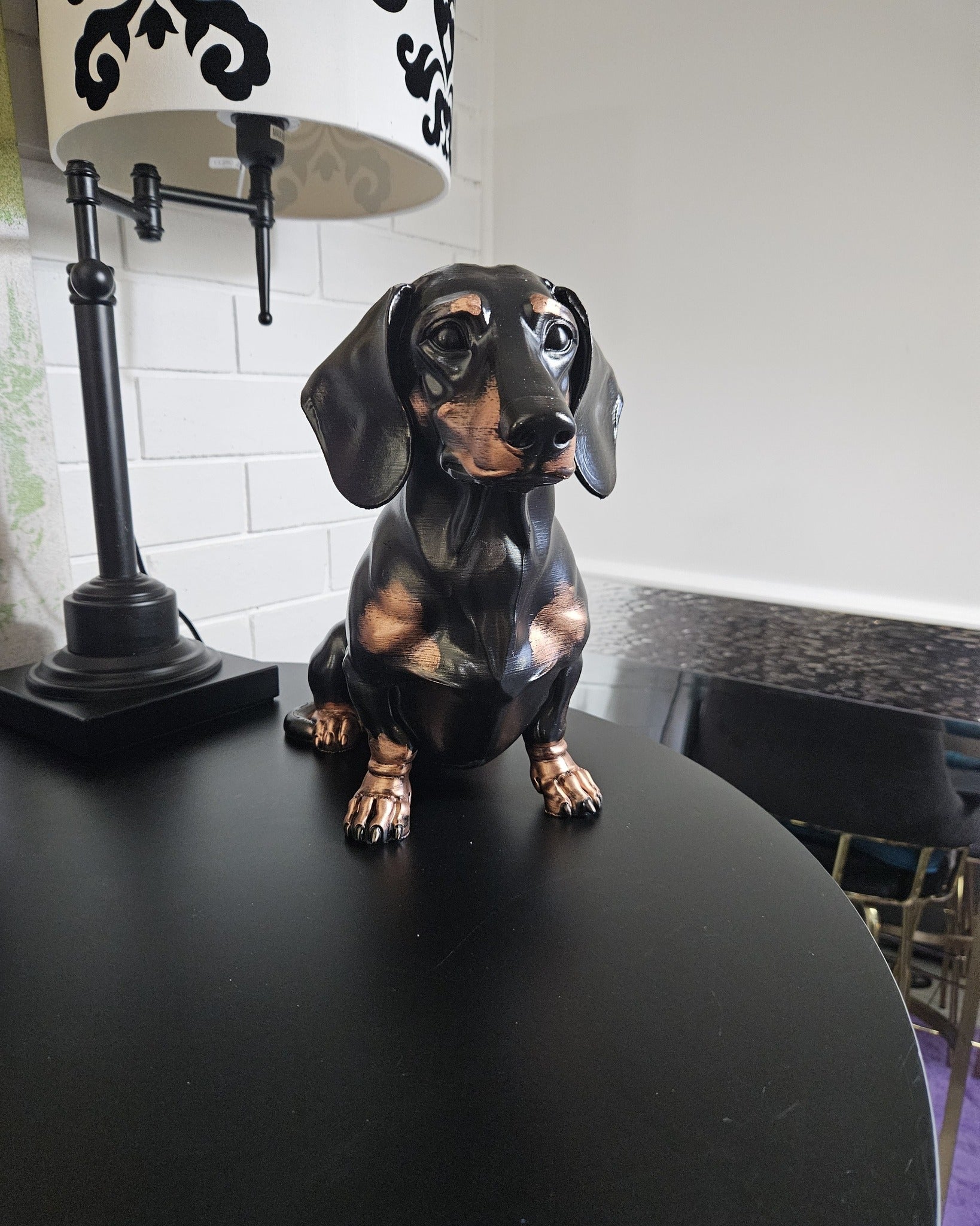 Black & Tan Dachshund Sculpture – 30cm