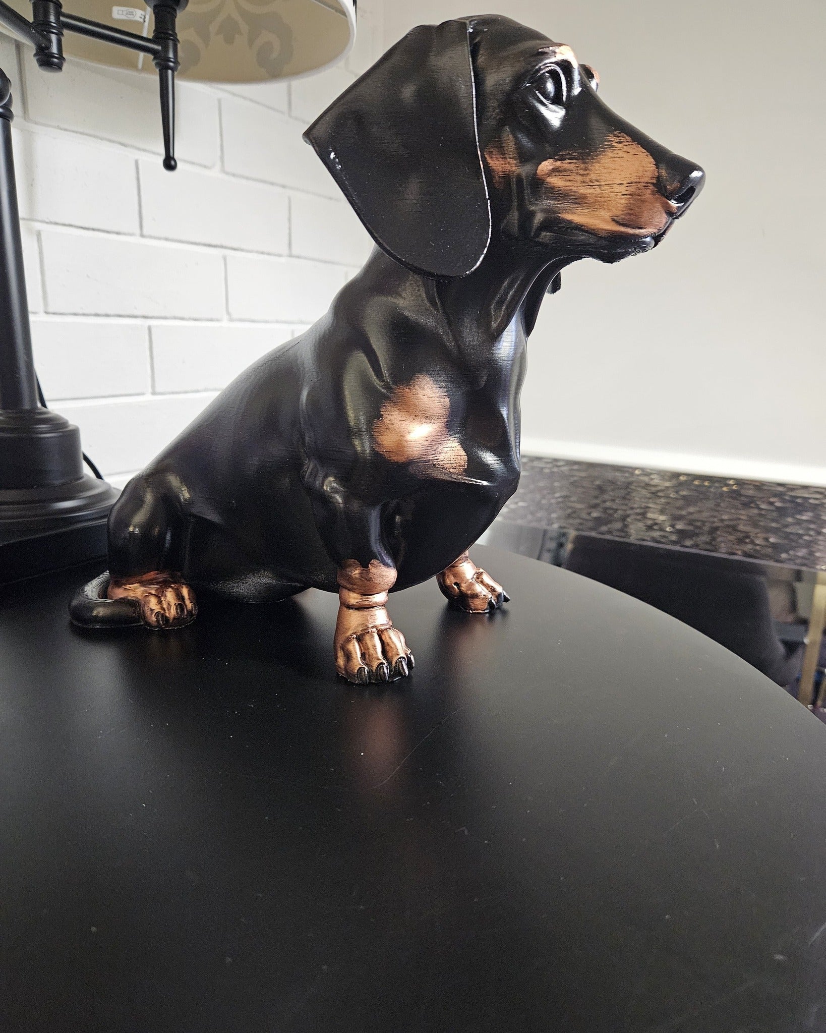 Black & Tan Dachshund Sculpture – 30cm