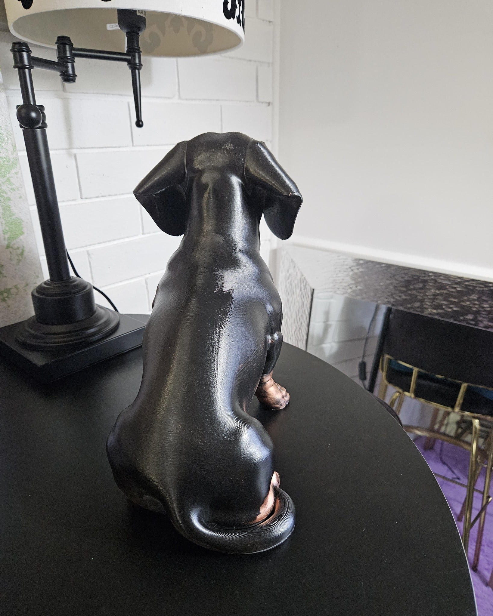 Black & Tan Dachshund Sculpture – 30cm