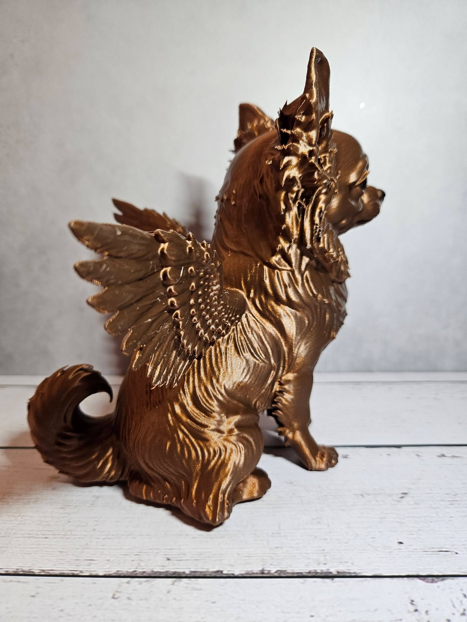 Winged Long-Haired Chihuahua Sculpture – 19cm