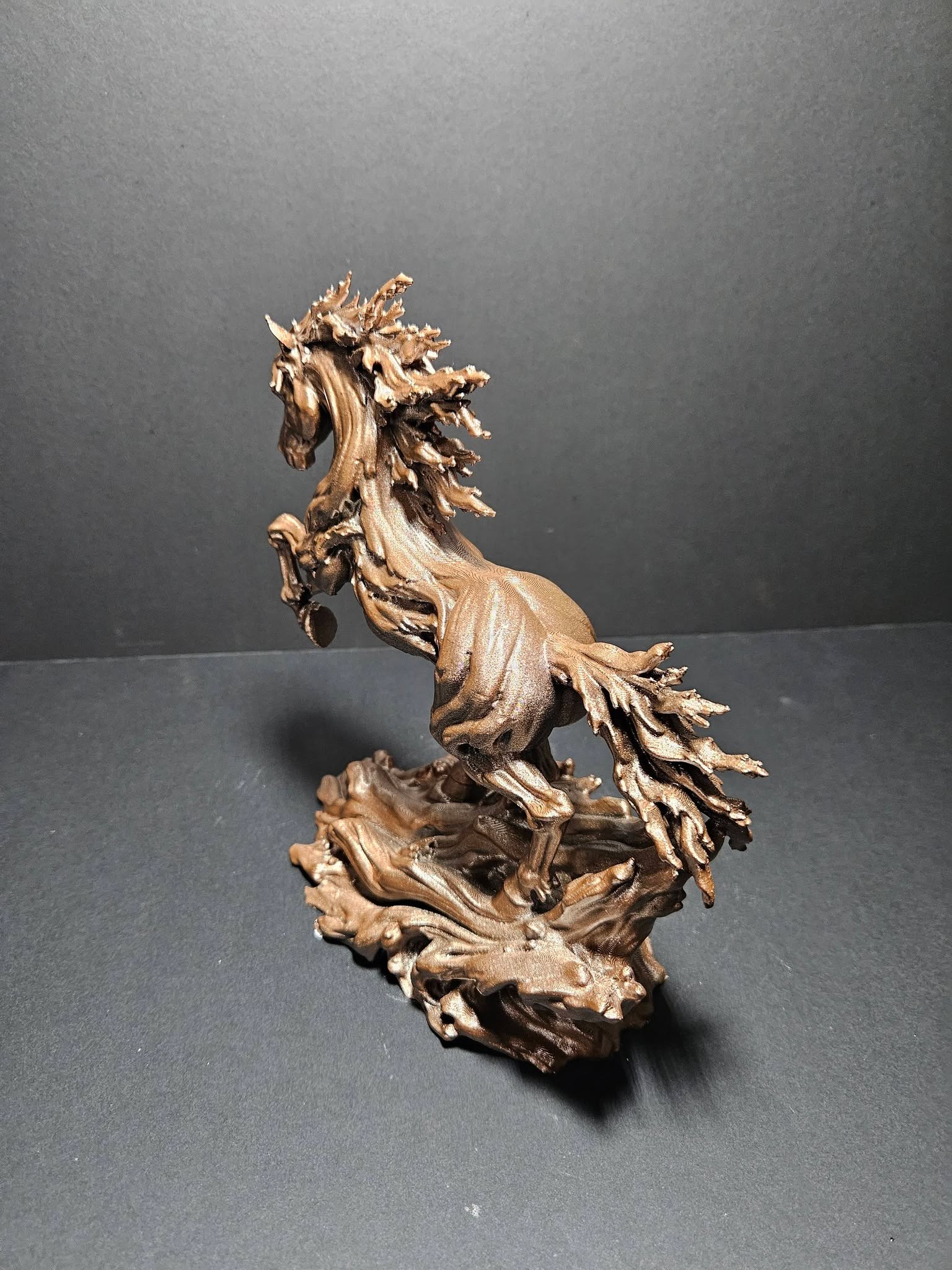 Driftwood Horse Sculpture – Metallic Rose