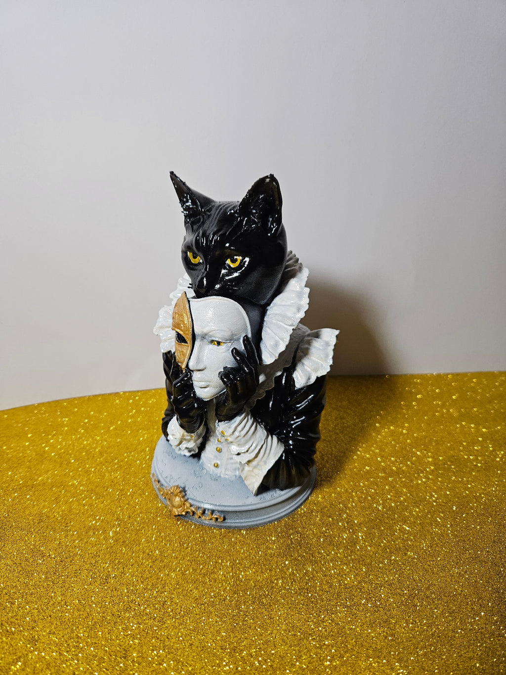 Cat with Mask Sculpture – 20cm