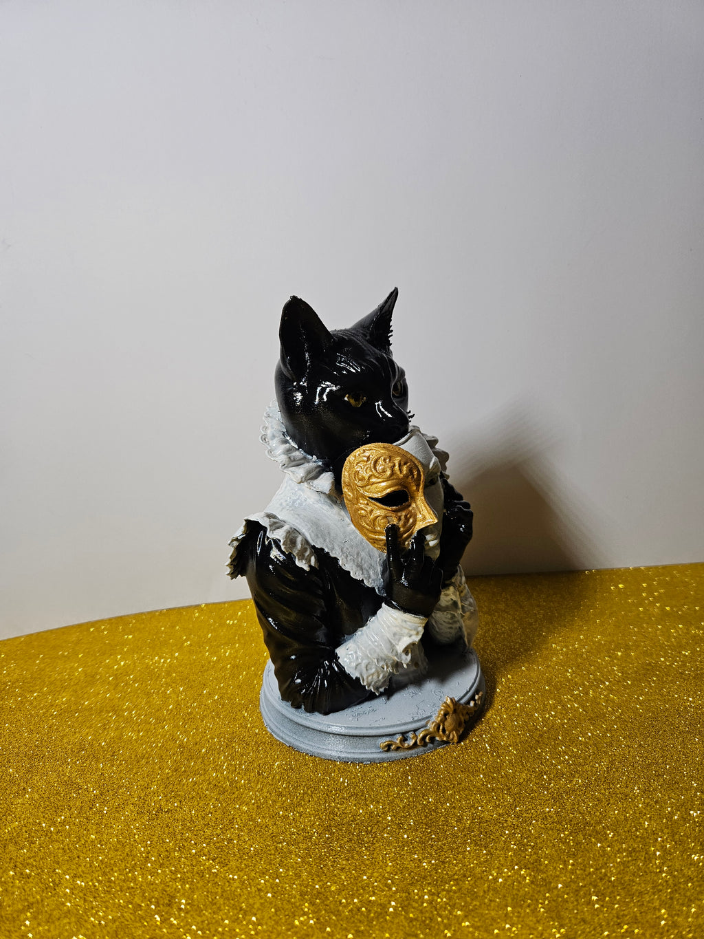 Cat with Mask Sculpture – 20cm