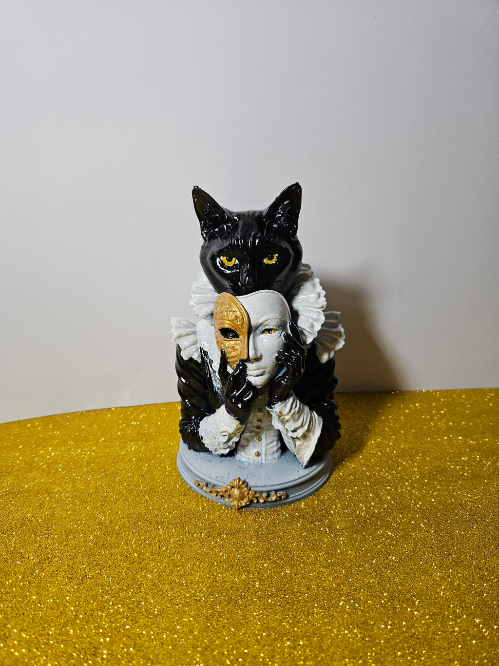 Cat with Mask Sculpture – 20cm