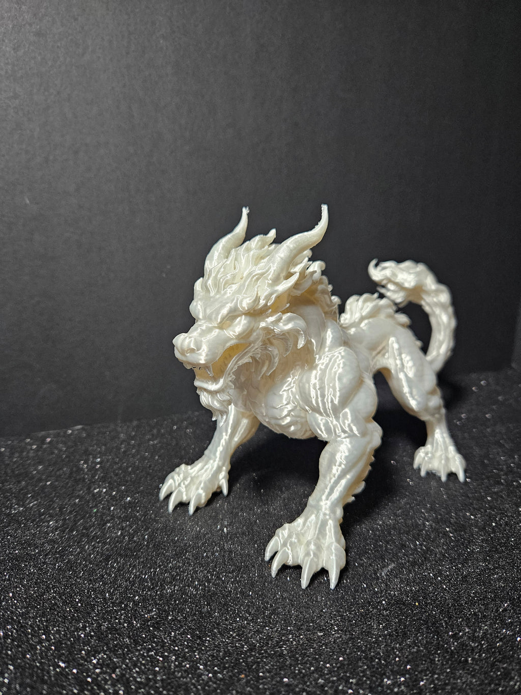 Guardian Dragon – 25cm White Silk Sculpture