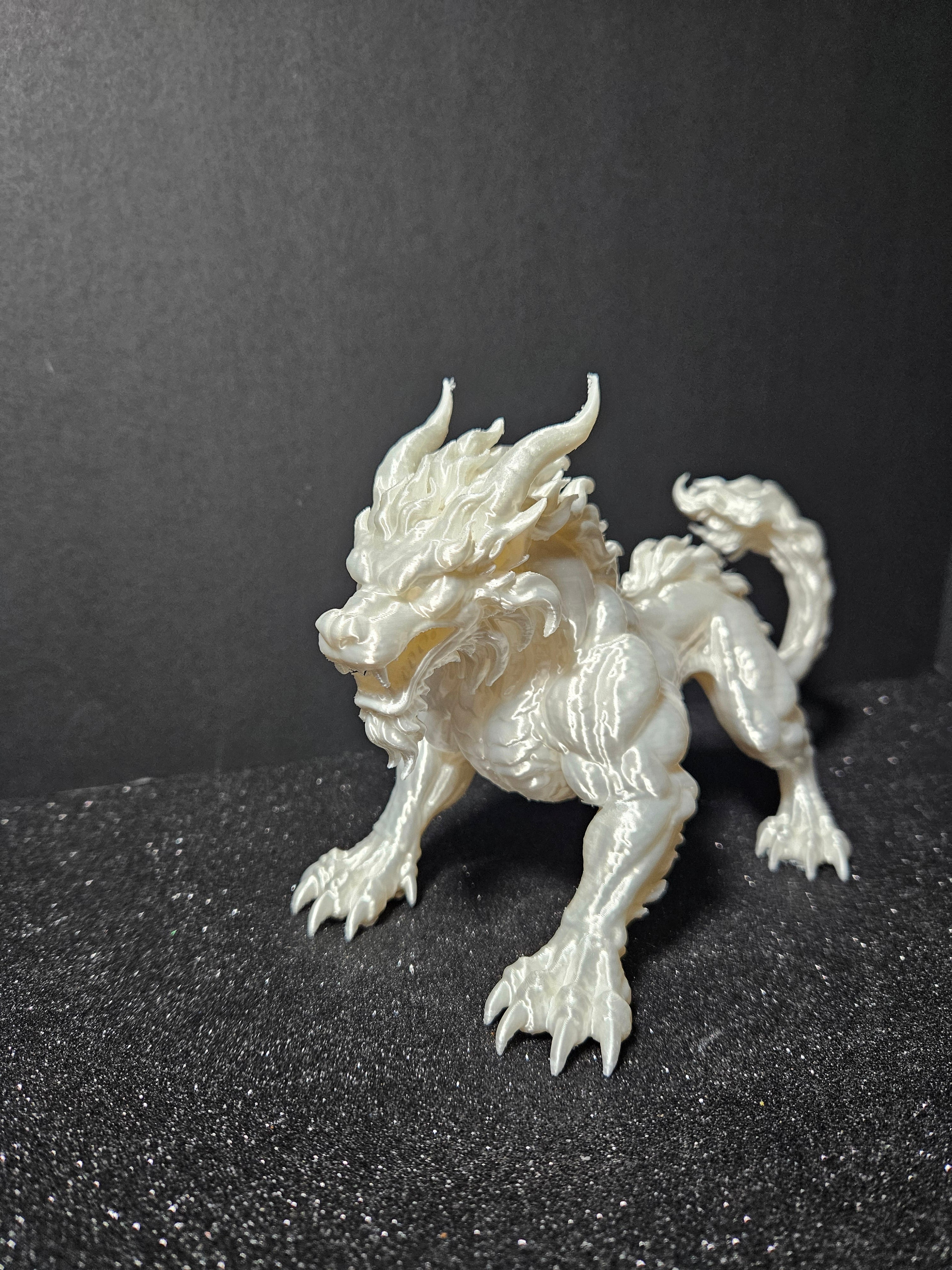 Guardian Dragon – 25cm White Silk Sculpture