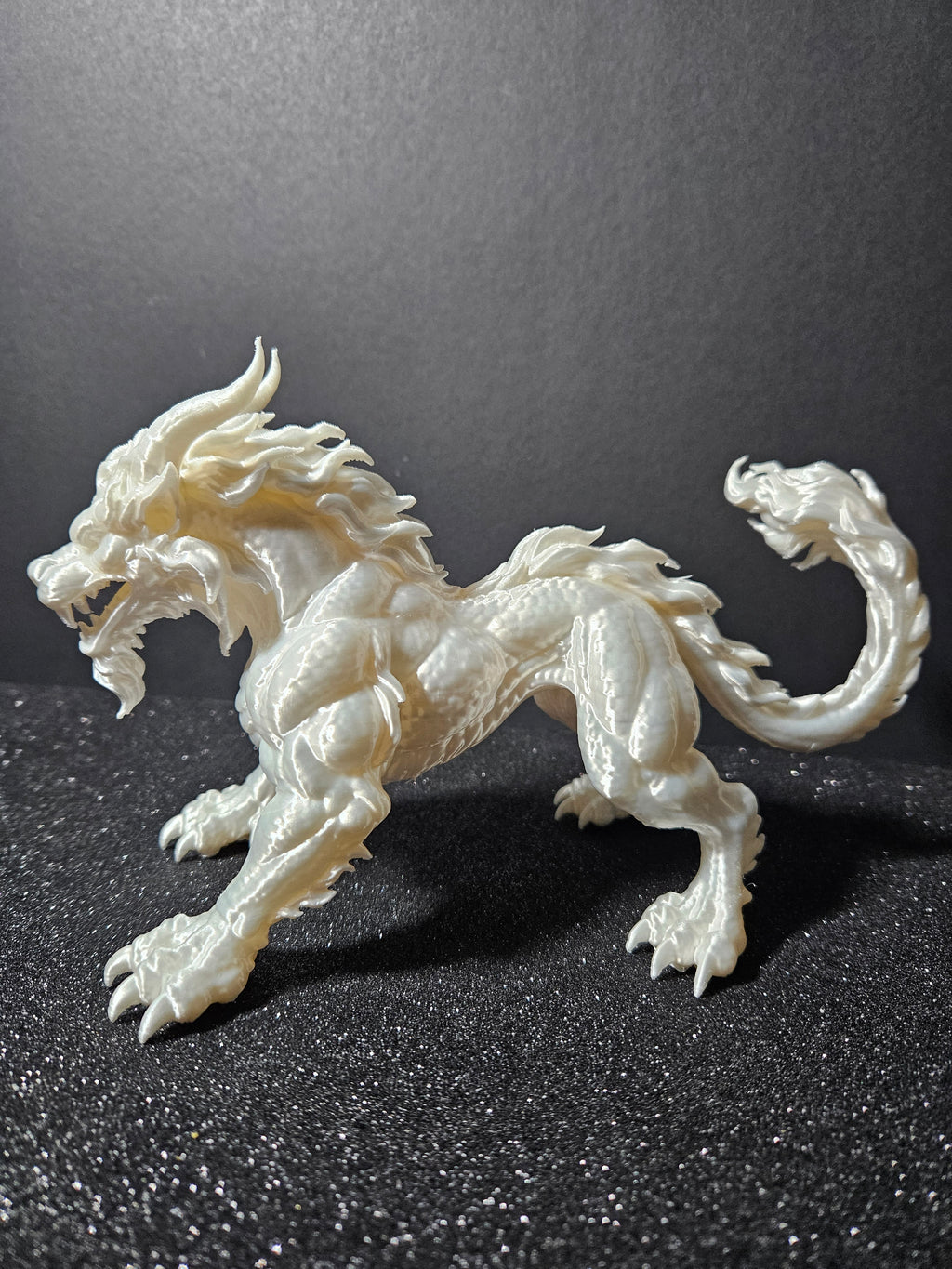 Guardian Dragon – 25cm White Silk Sculpture