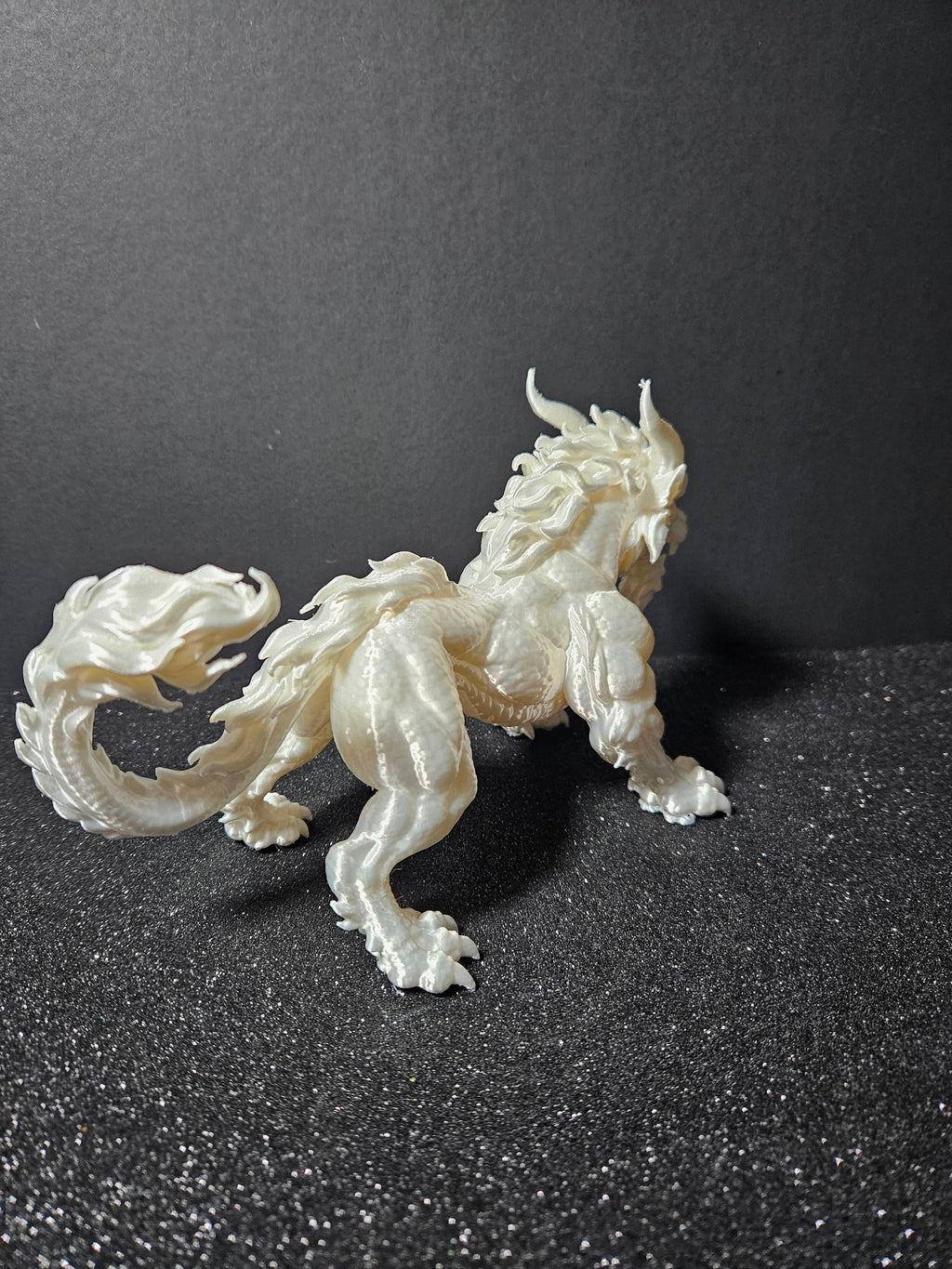 Guardian Dragon – 25cm White Silk Sculpture