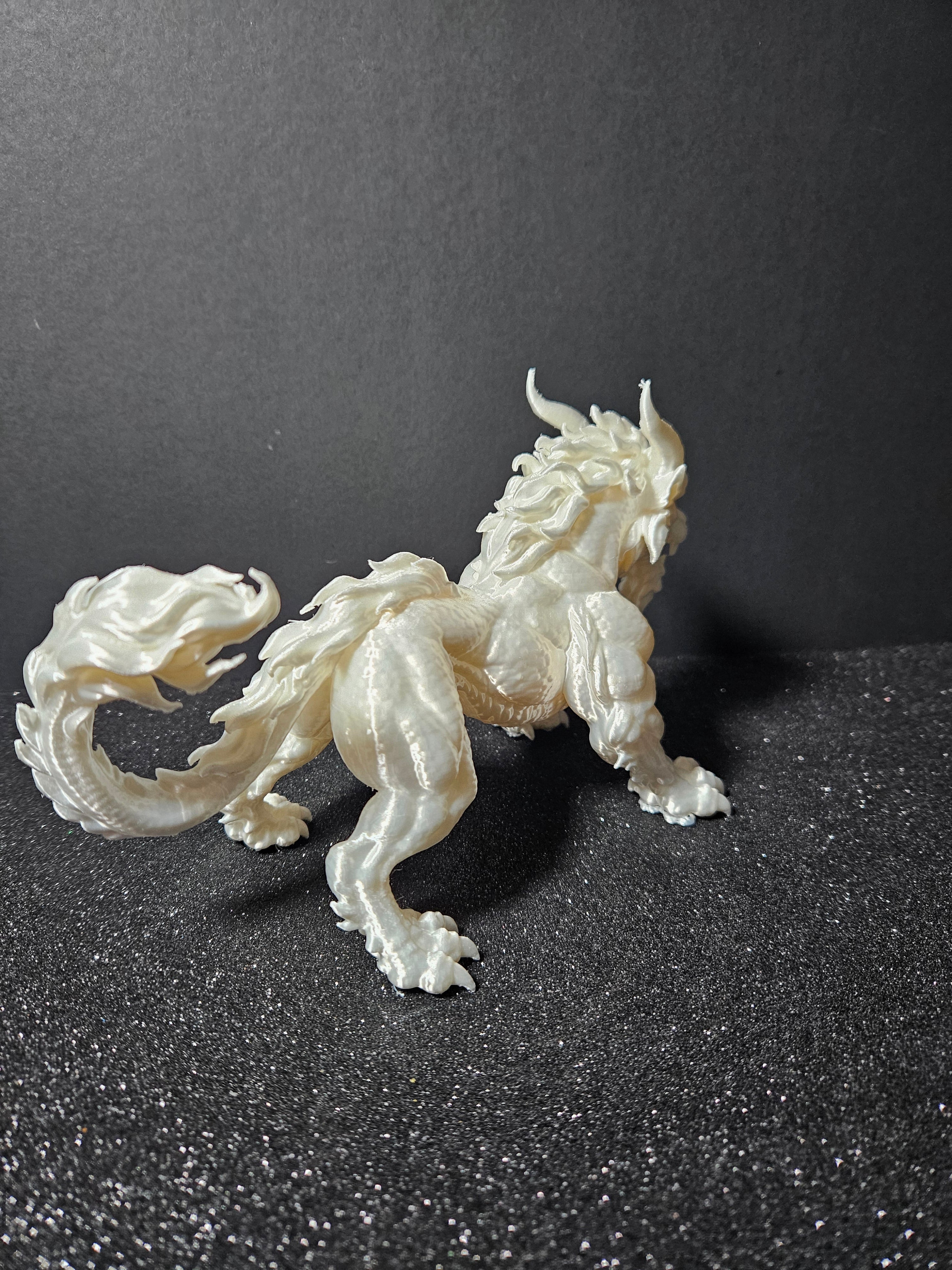 Guardian Dragon – 25cm White Silk Sculpture