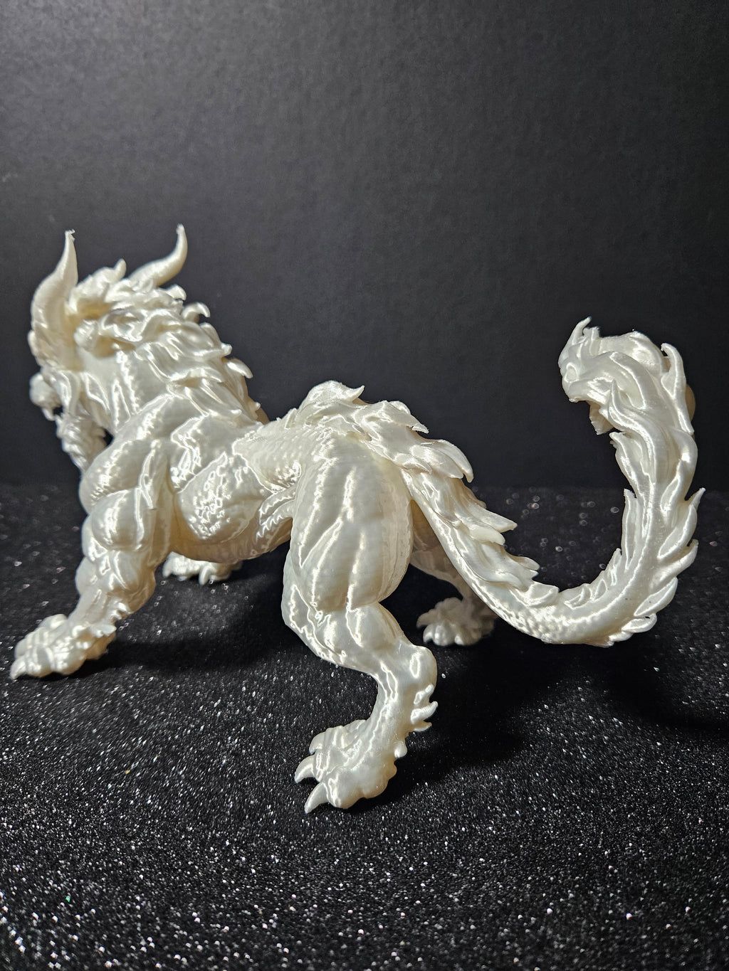 Guardian Dragon – 25cm White Silk Sculpture