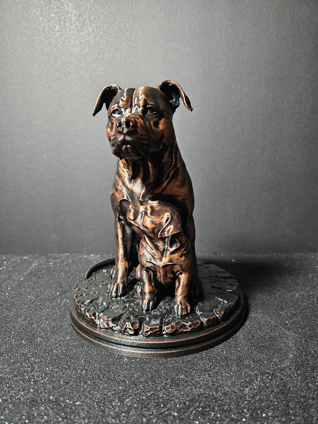 Staffy Mum & Pup – 20cm Sculpture