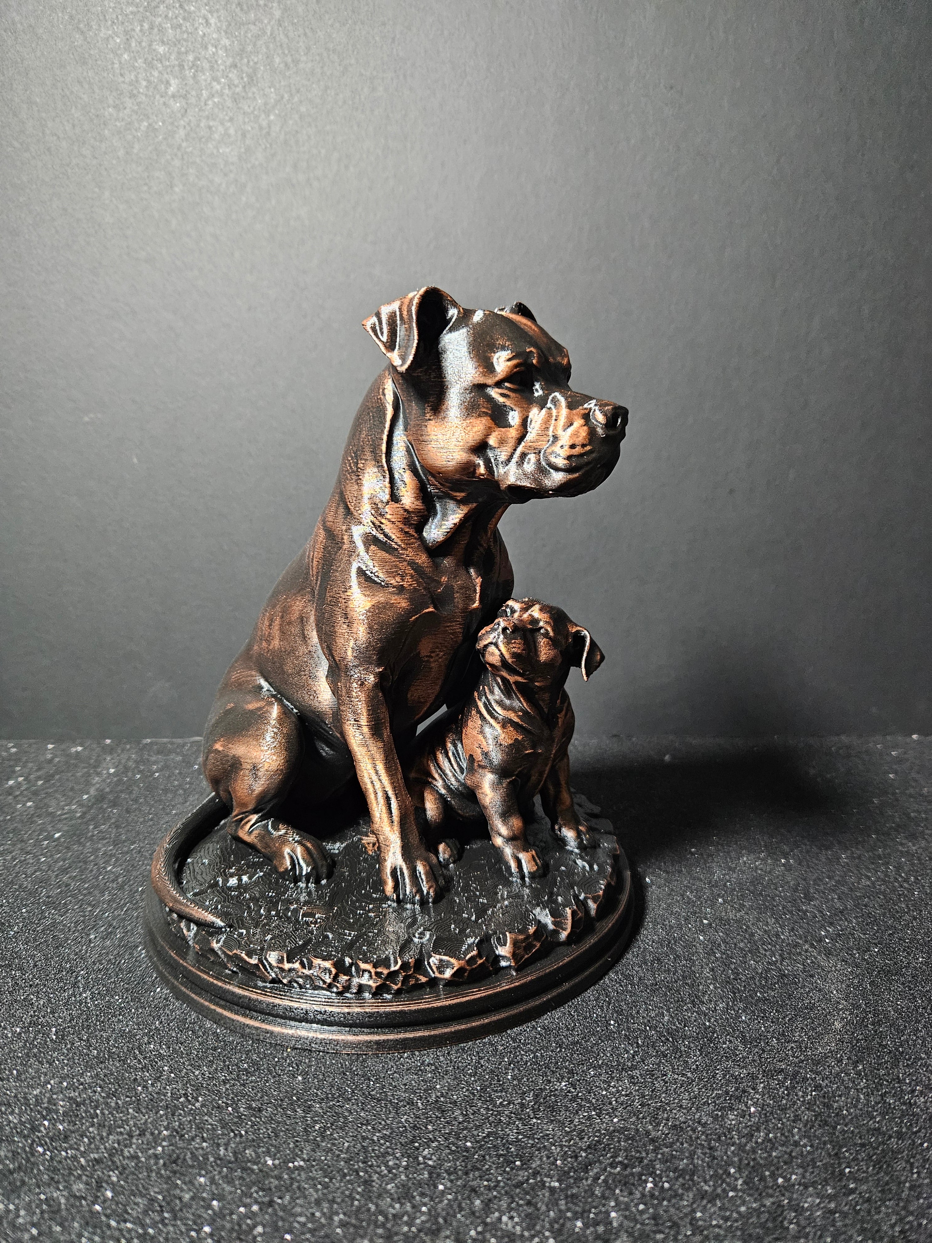 Staffy Mum & Pup – 20cm Sculpture
