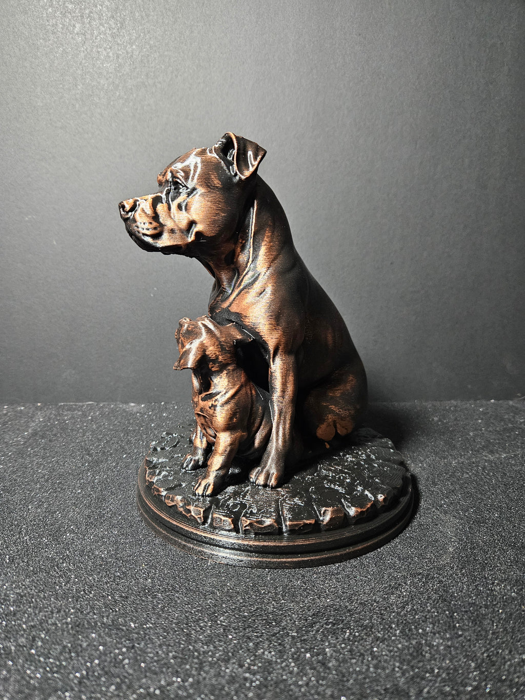 Staffy Mum & Pup – 20cm Sculpture