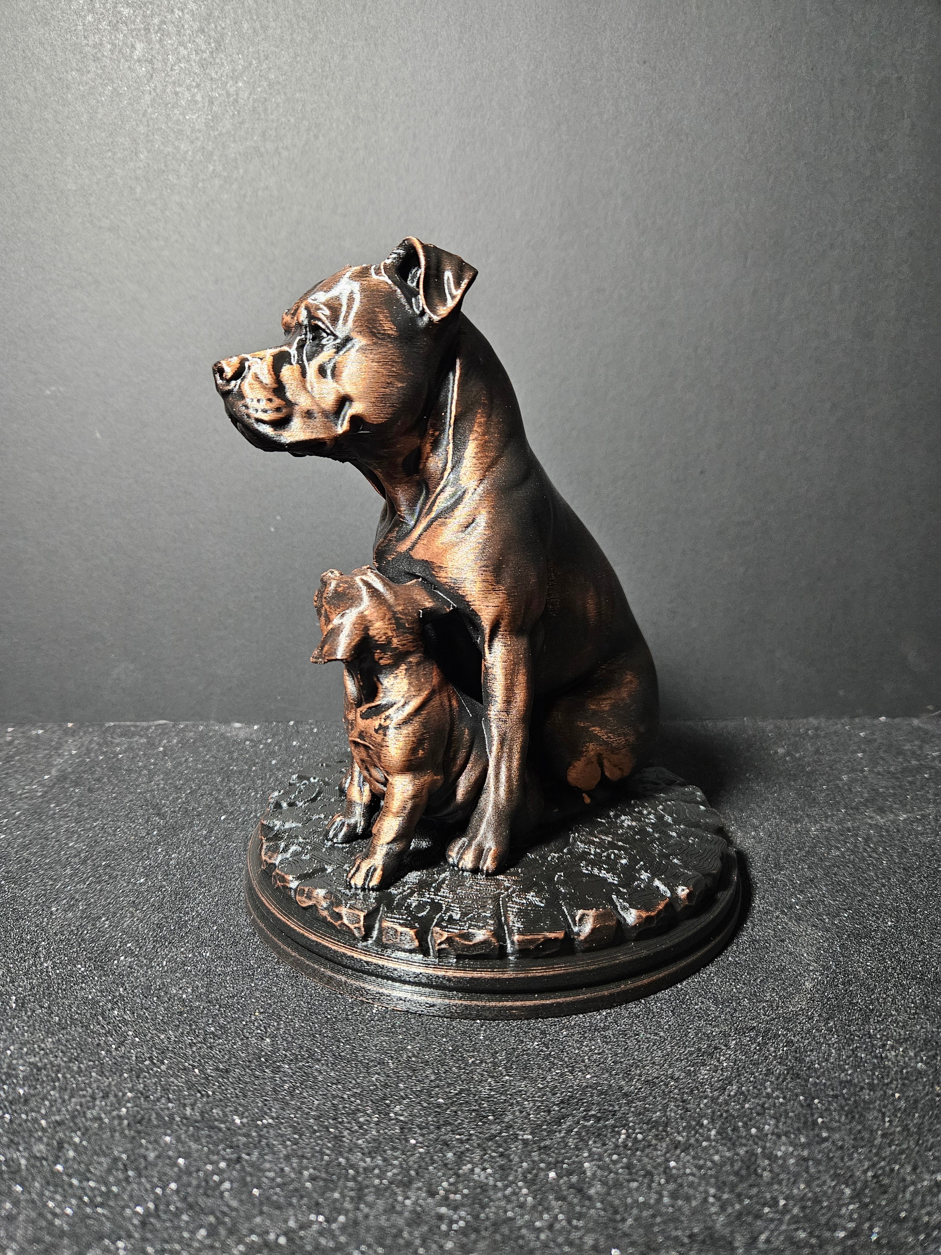 Staffy Mum & Pup – 20cm Sculpture