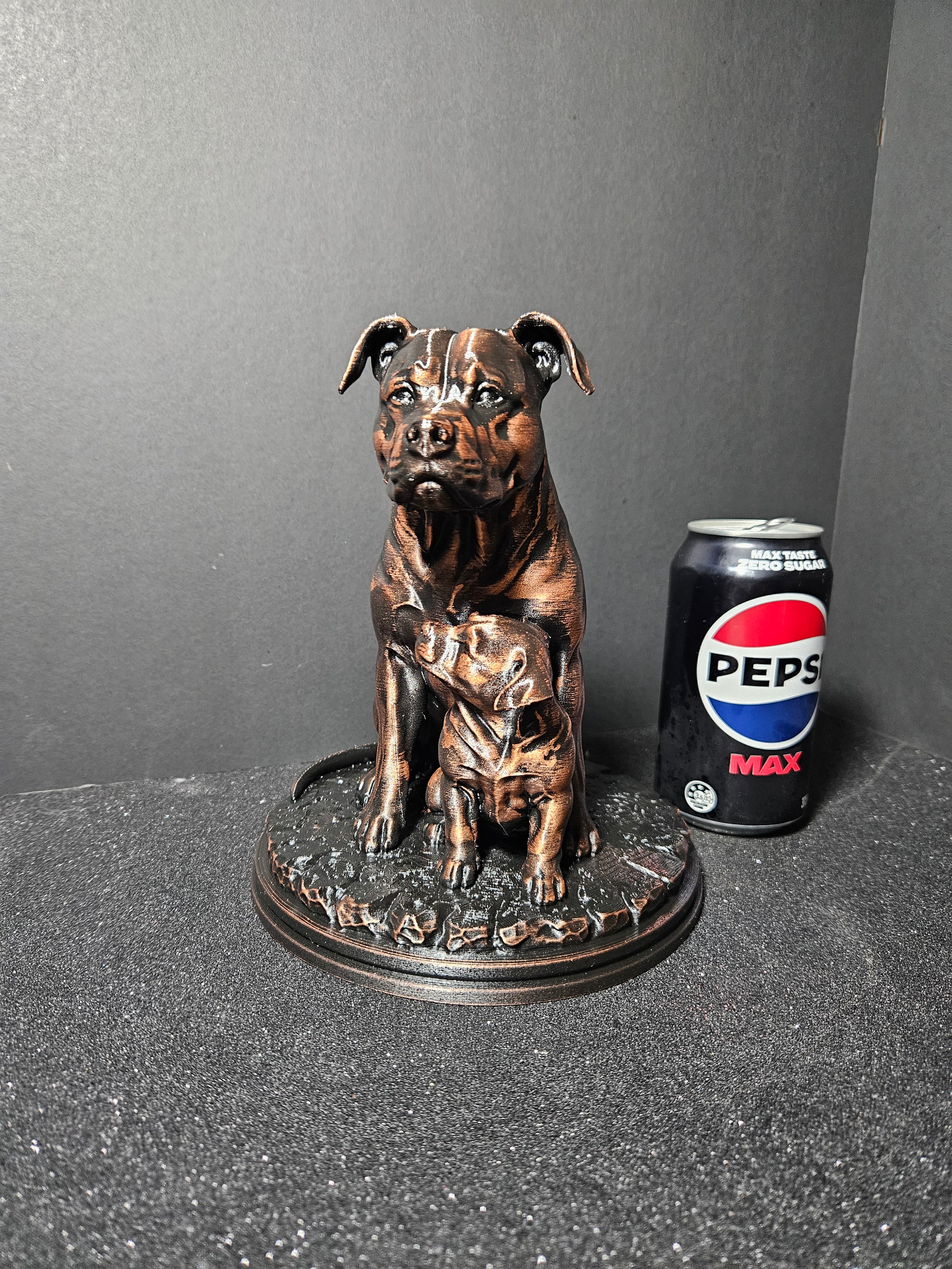Staffy Mum & Pup – 20cm Sculpture