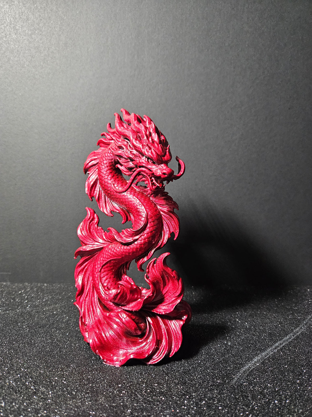 Dragon Koi – Metallic Red Sculpture