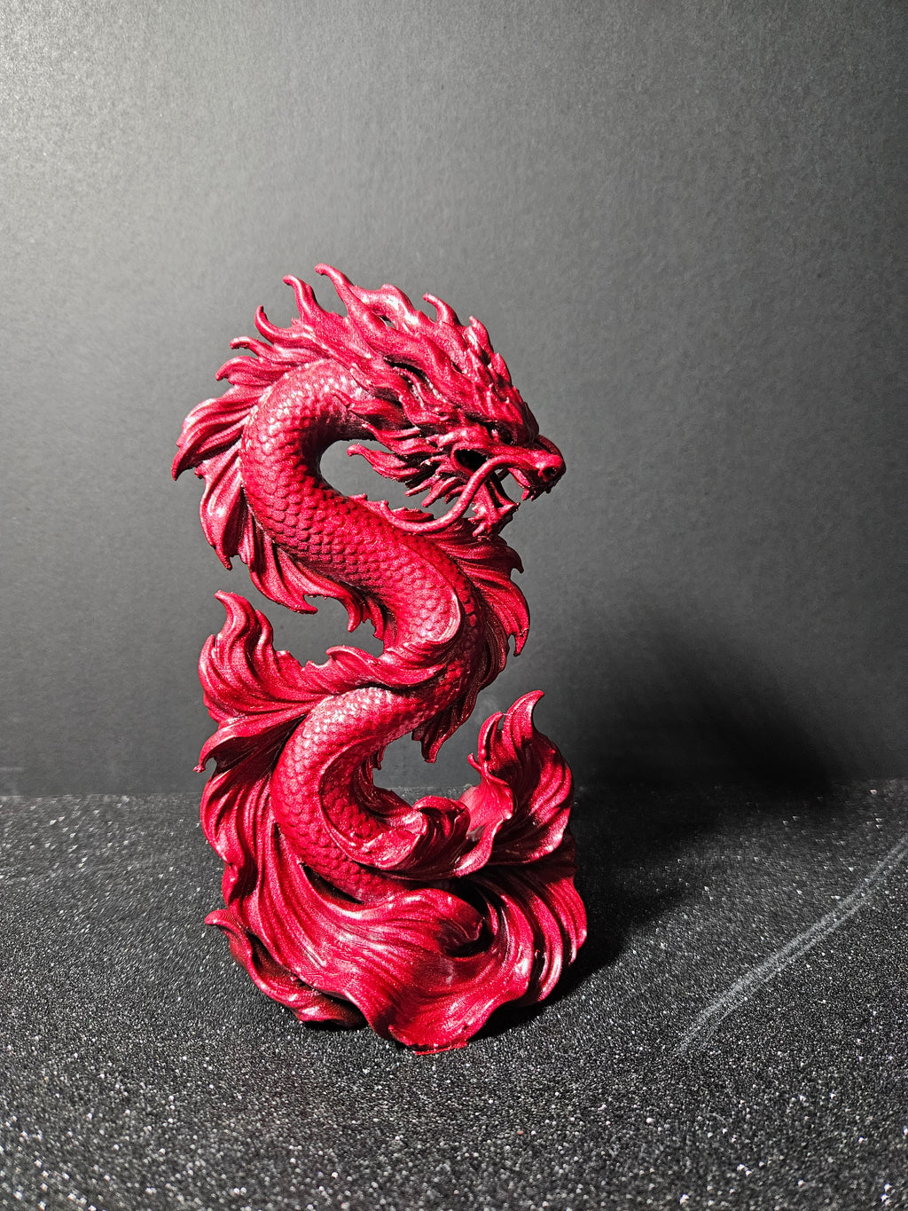 Dragon Koi – Metallic Red Sculpture