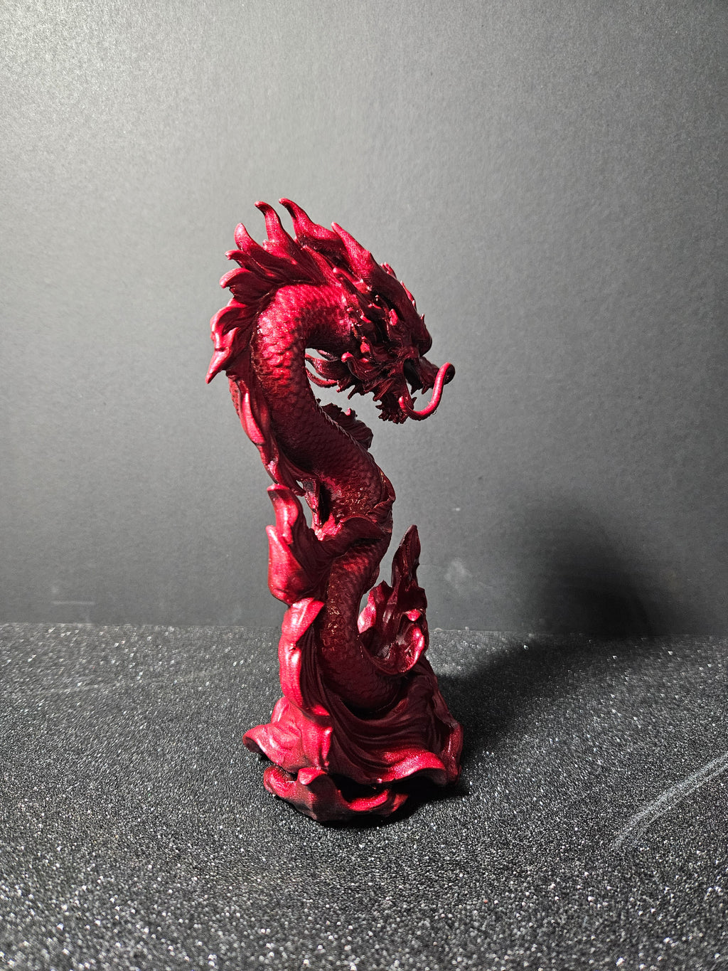Dragon Koi – Metallic Red Sculpture