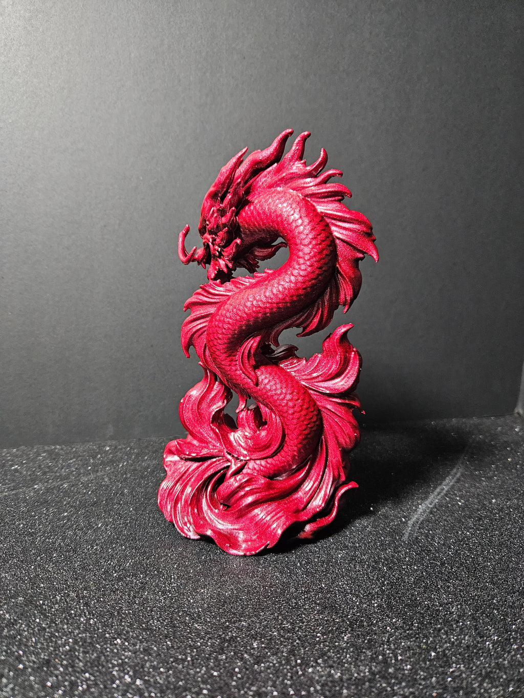 Dragon Koi – Metallic Red Sculpture
