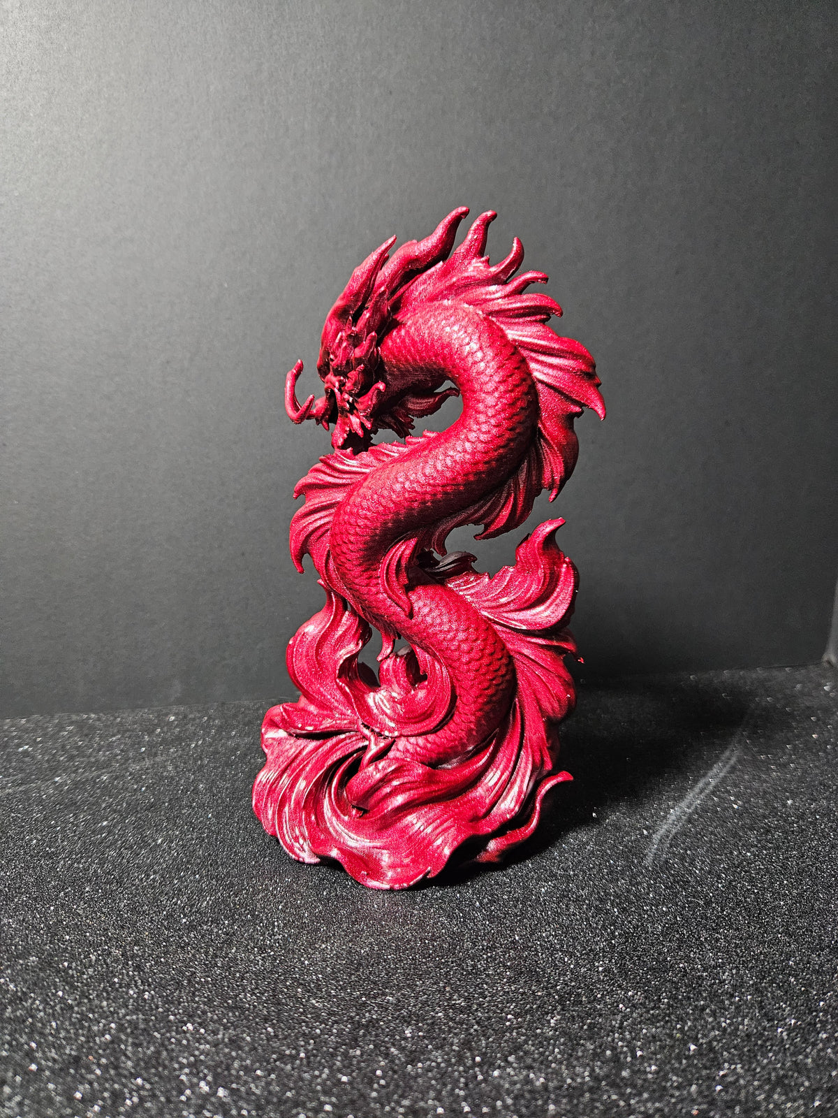 Dragon Koi – Metallic Red Sculpture