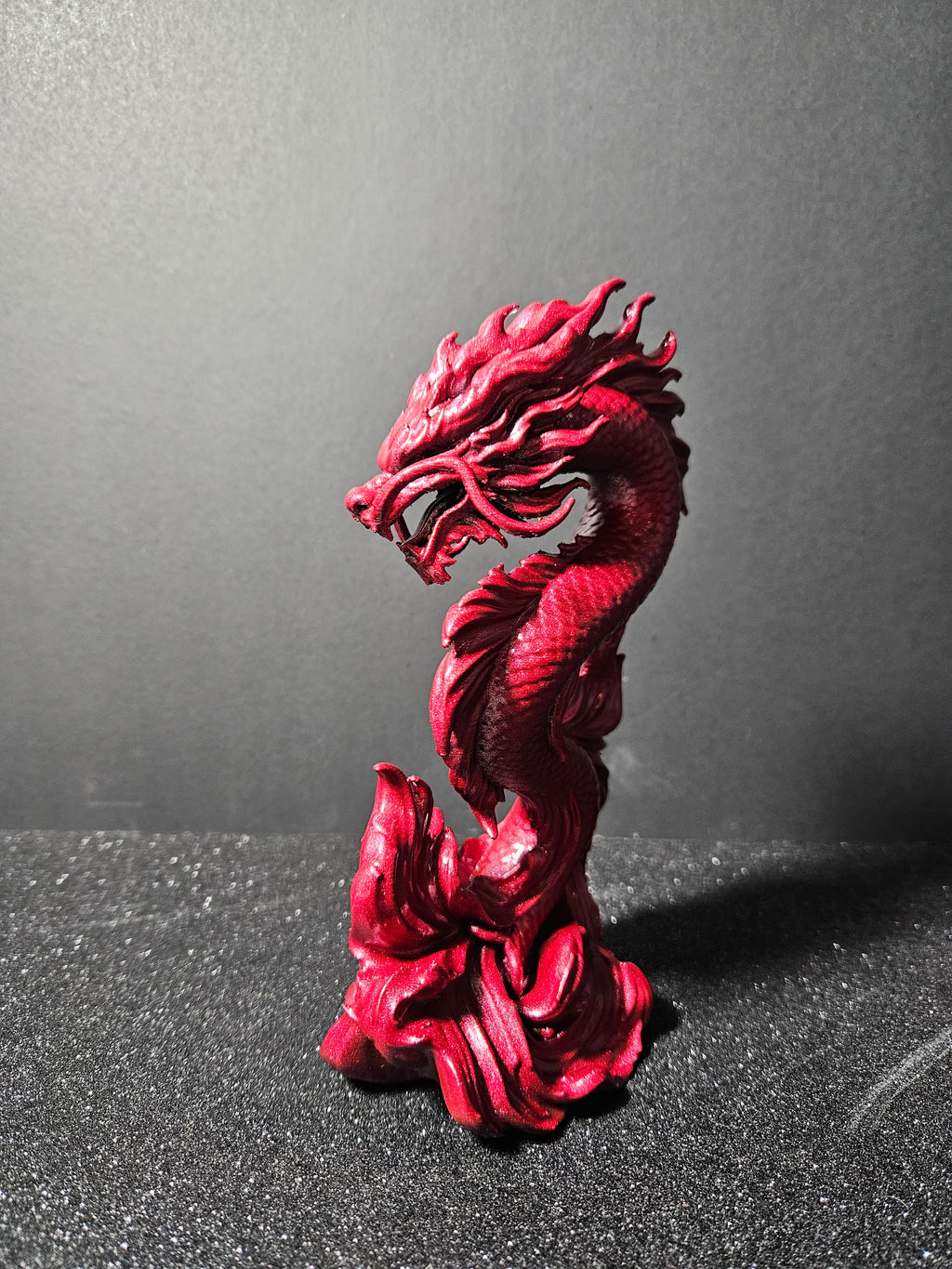 Dragon Koi – Metallic Red Sculpture