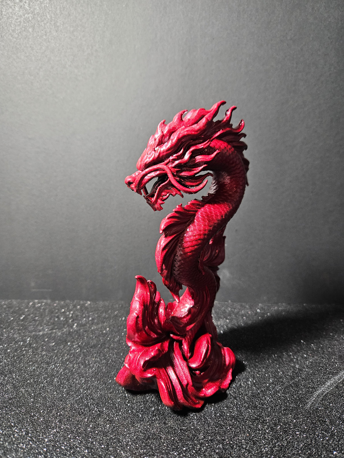 Dragon Koi – Metallic Red Sculpture