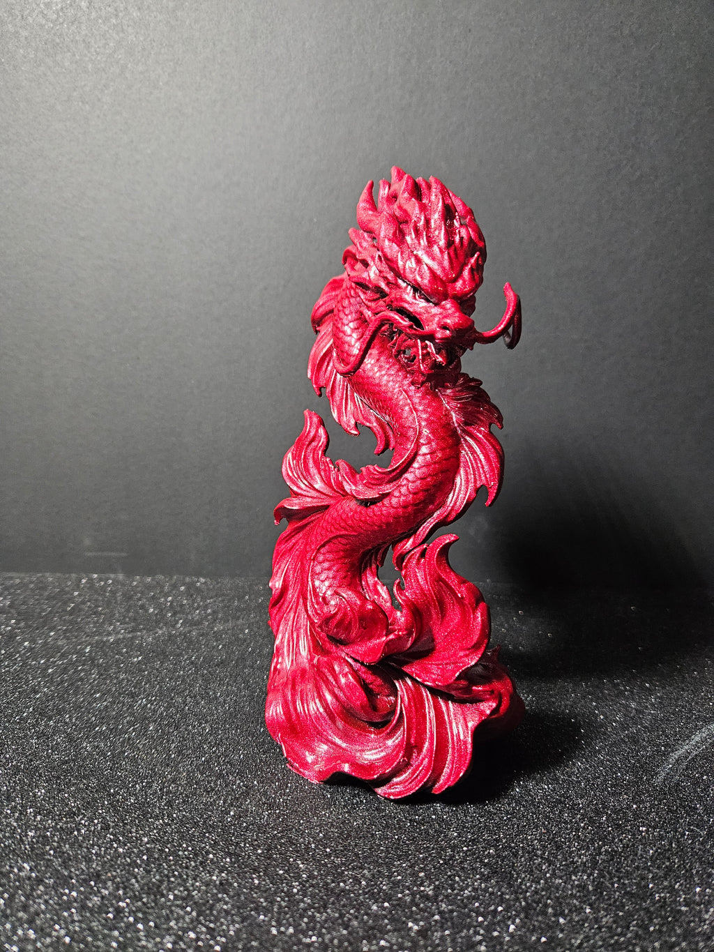 Dragon Koi – Metallic Red Sculpture
