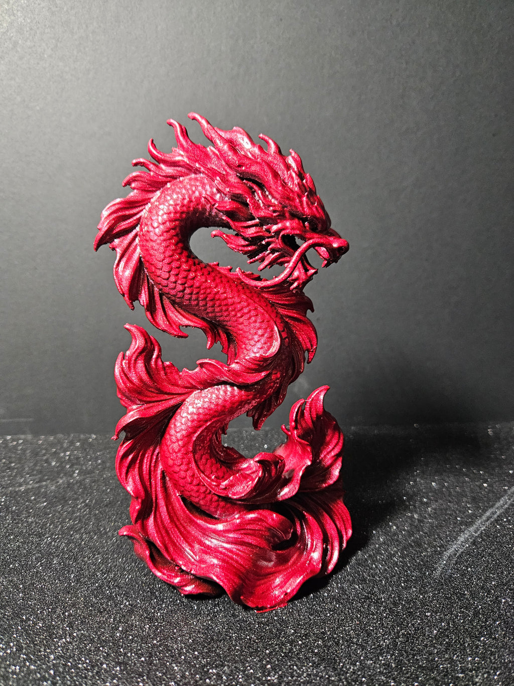 Dragon Koi – Metallic Red Sculpture