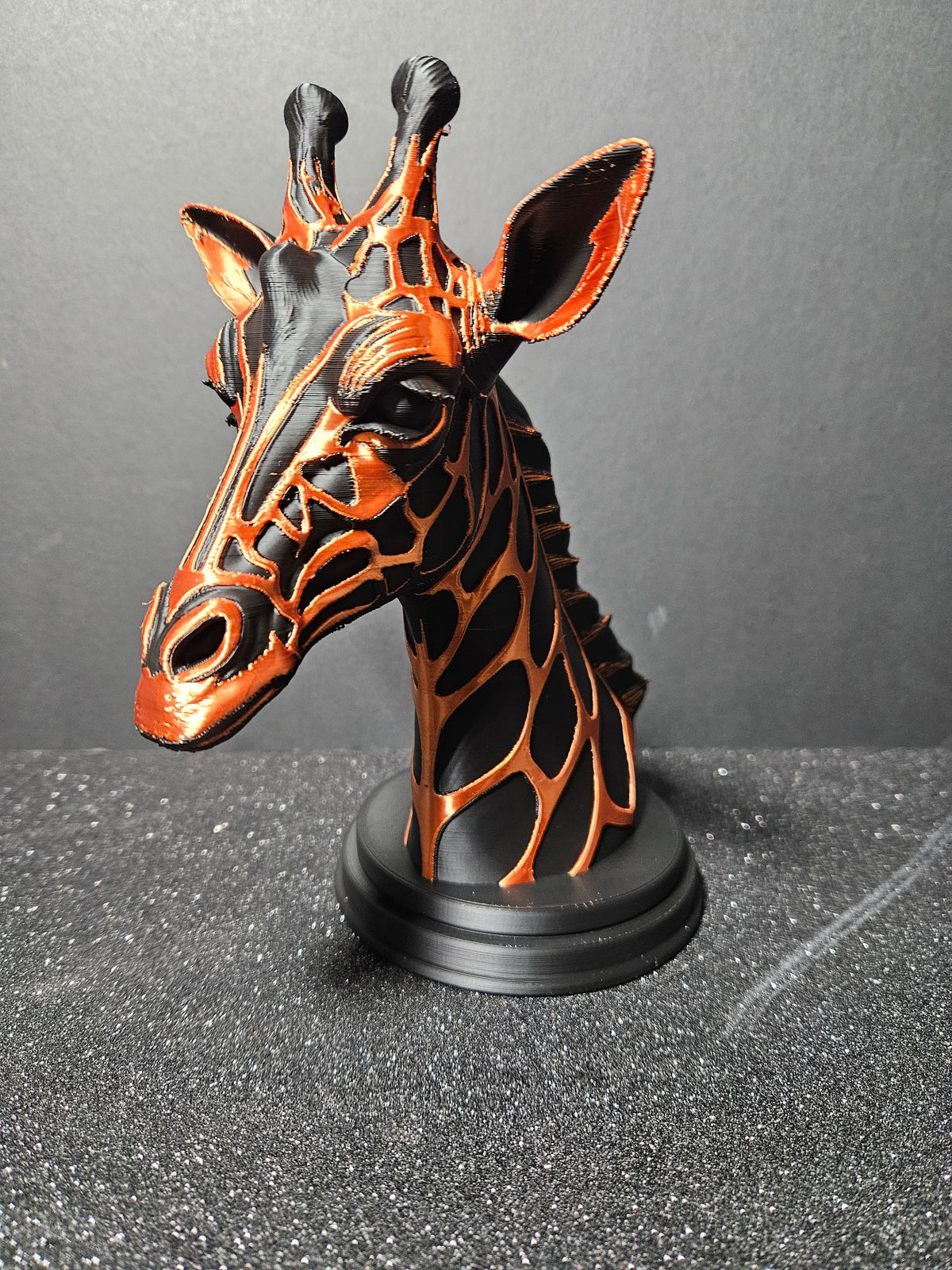 20cm Black & Copper Silk Giraffe Bust