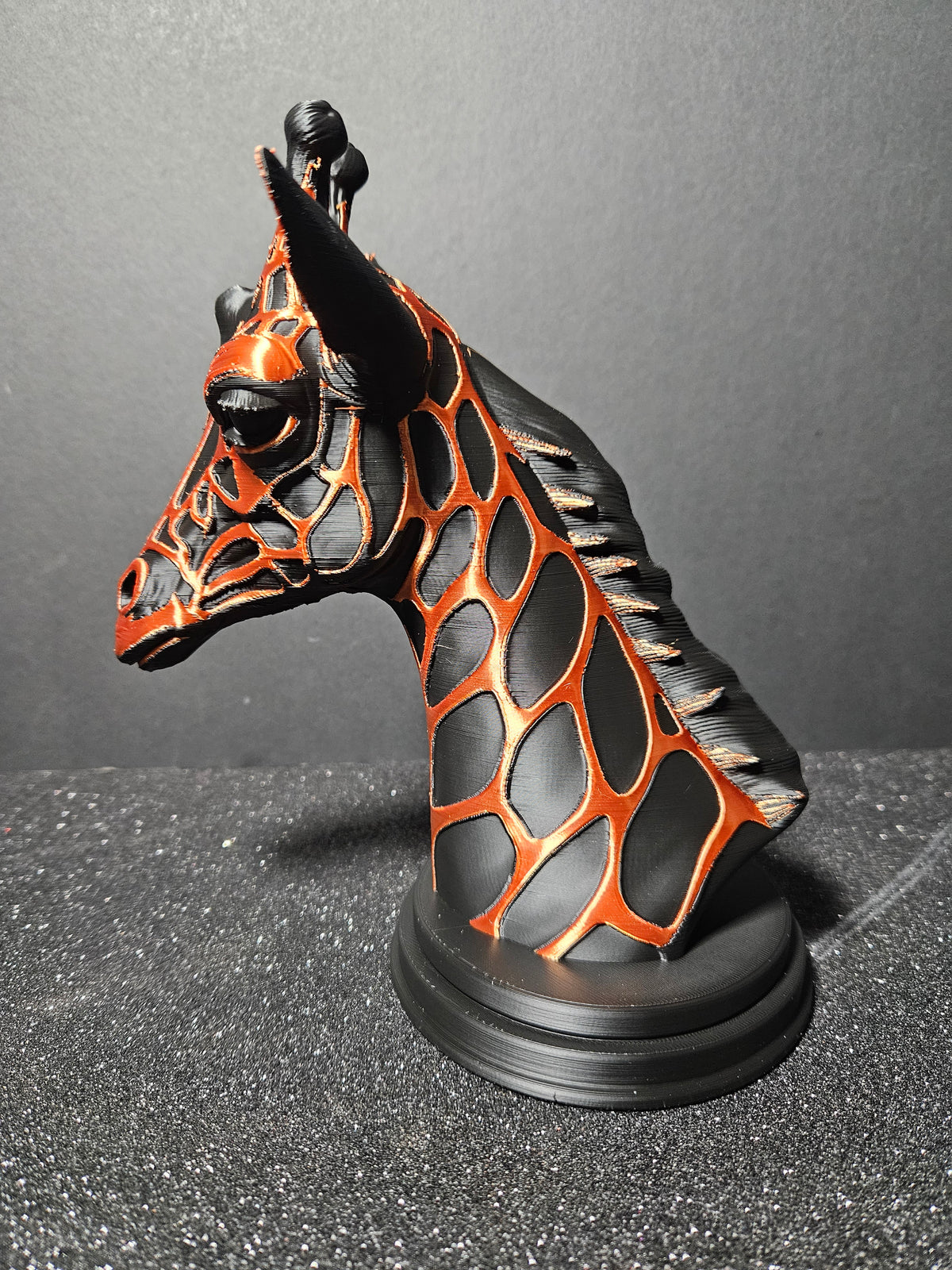 20cm Black & Copper Silk Giraffe Bust