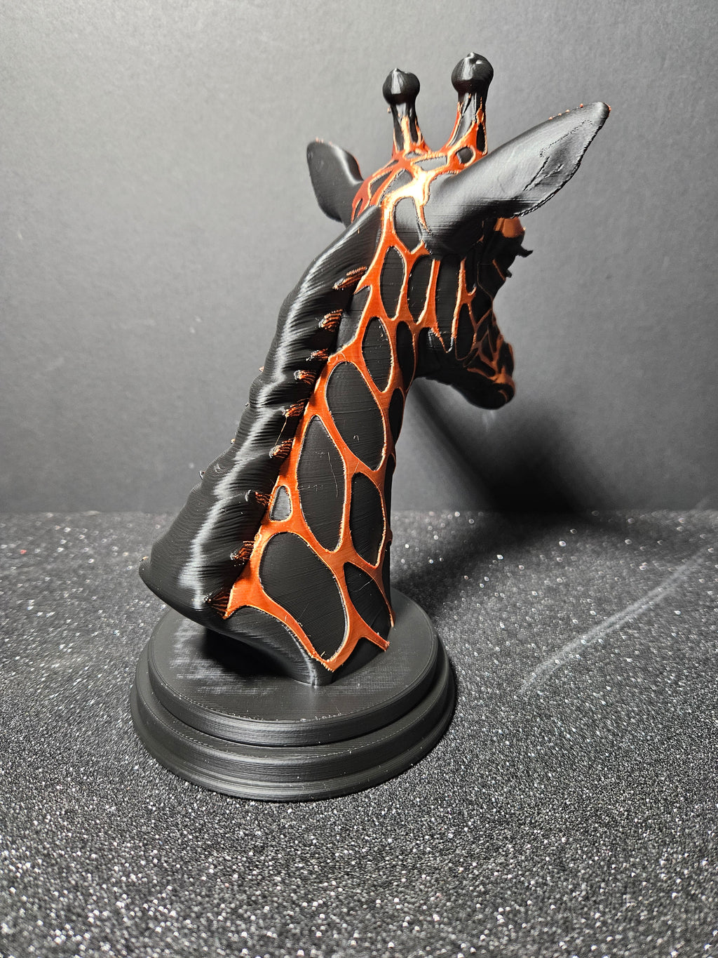 20cm Black & Copper Silk Giraffe Bust