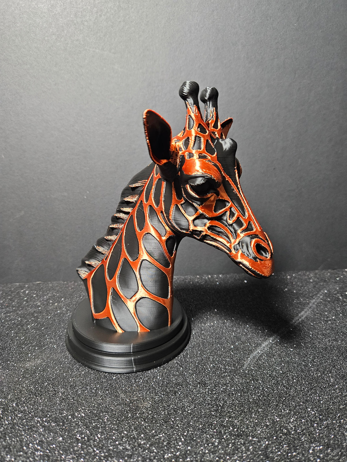20cm Black & Copper Silk Giraffe Bust
