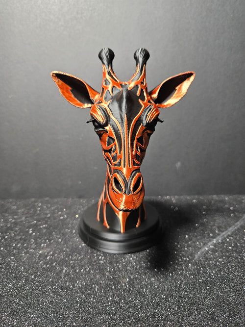 20cm Black & Copper Silk Giraffe Bust