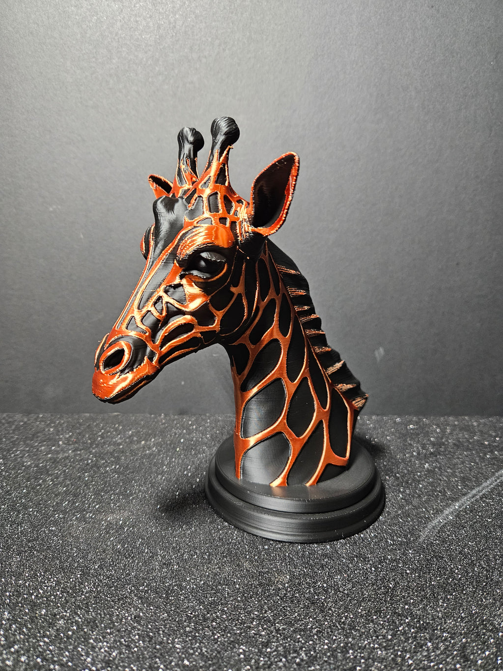 20cm Black & Copper Silk Giraffe Bust