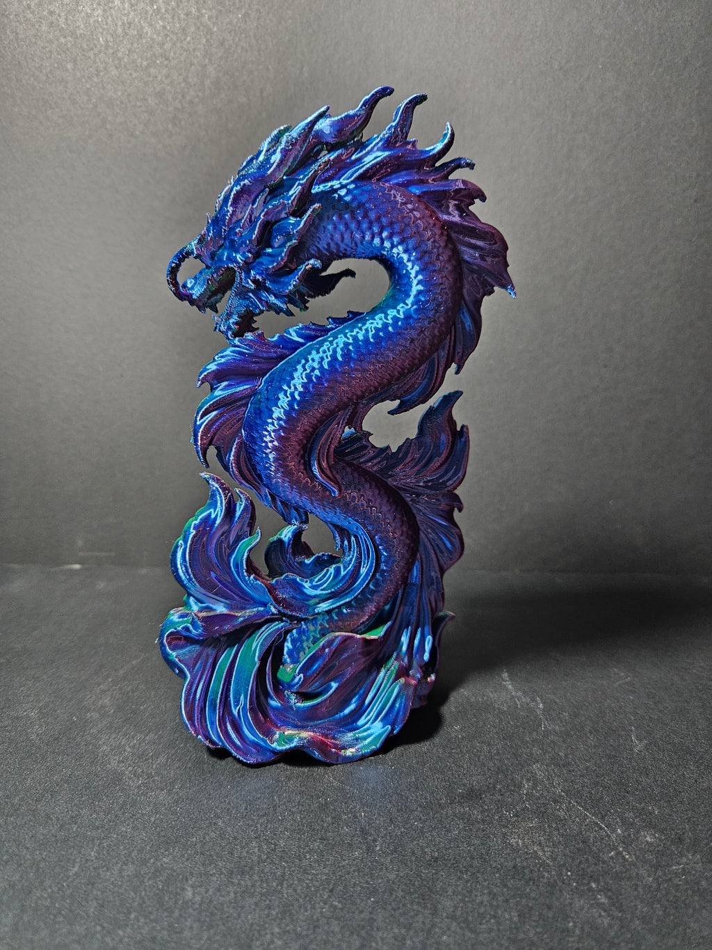Dragon Koi Sculpture – 22cm | Tri-Colour Silk | $55