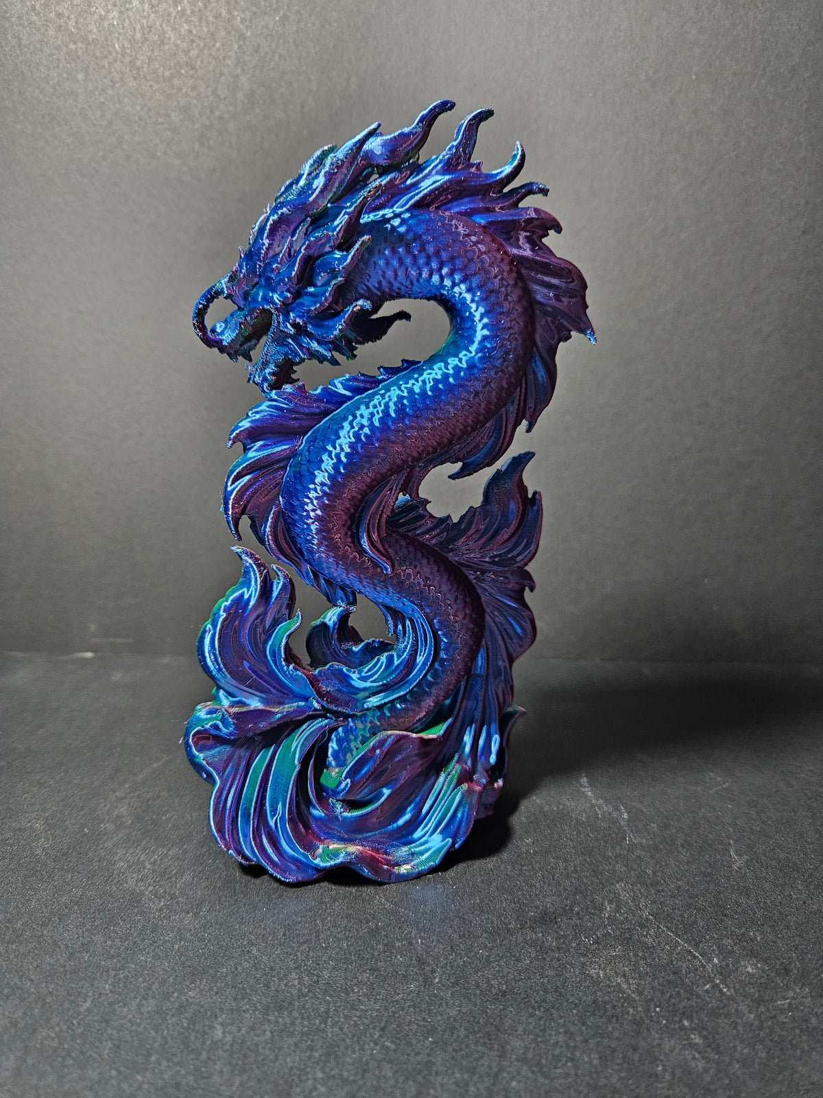 Dragon Koi Sculpture – 22cm | Tri-Colour Silk | $55
