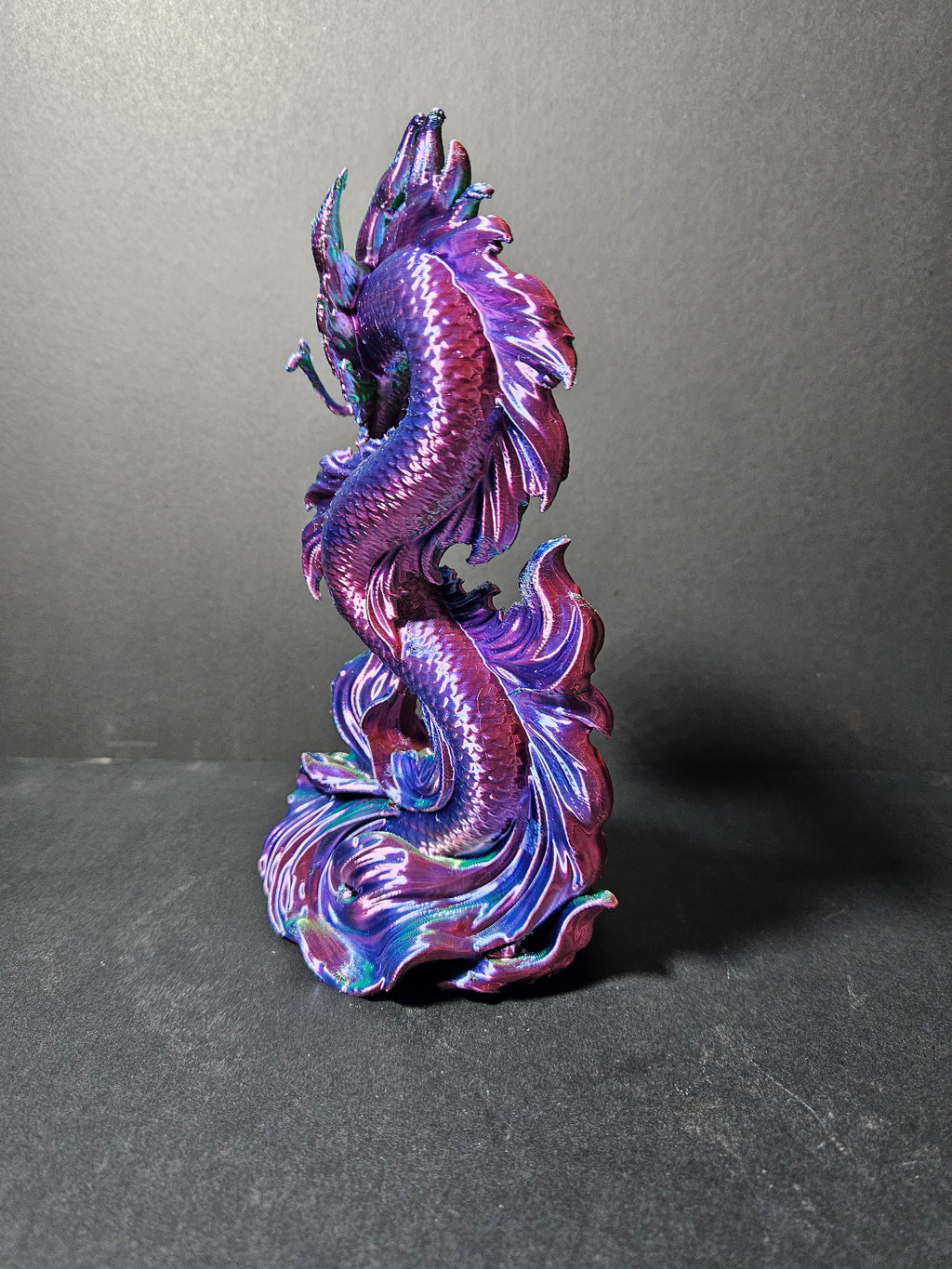 Dragon Koi Sculpture – 22cm | Tri-Colour Silk | $55