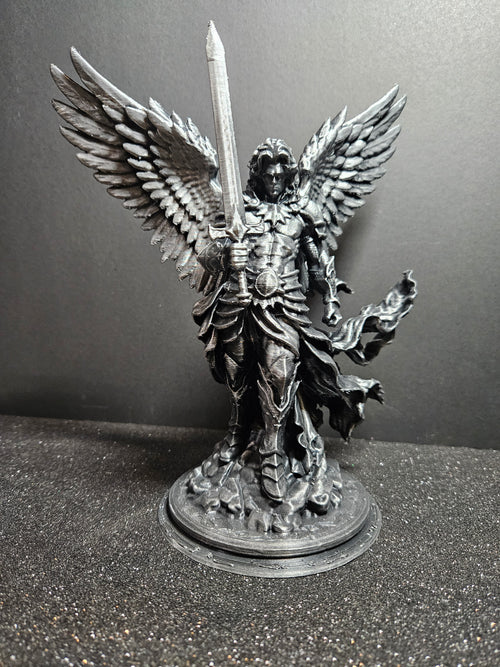 Archangel Michael V8 ⚔️🪽 | Silver & Black Sculpture – 25cm