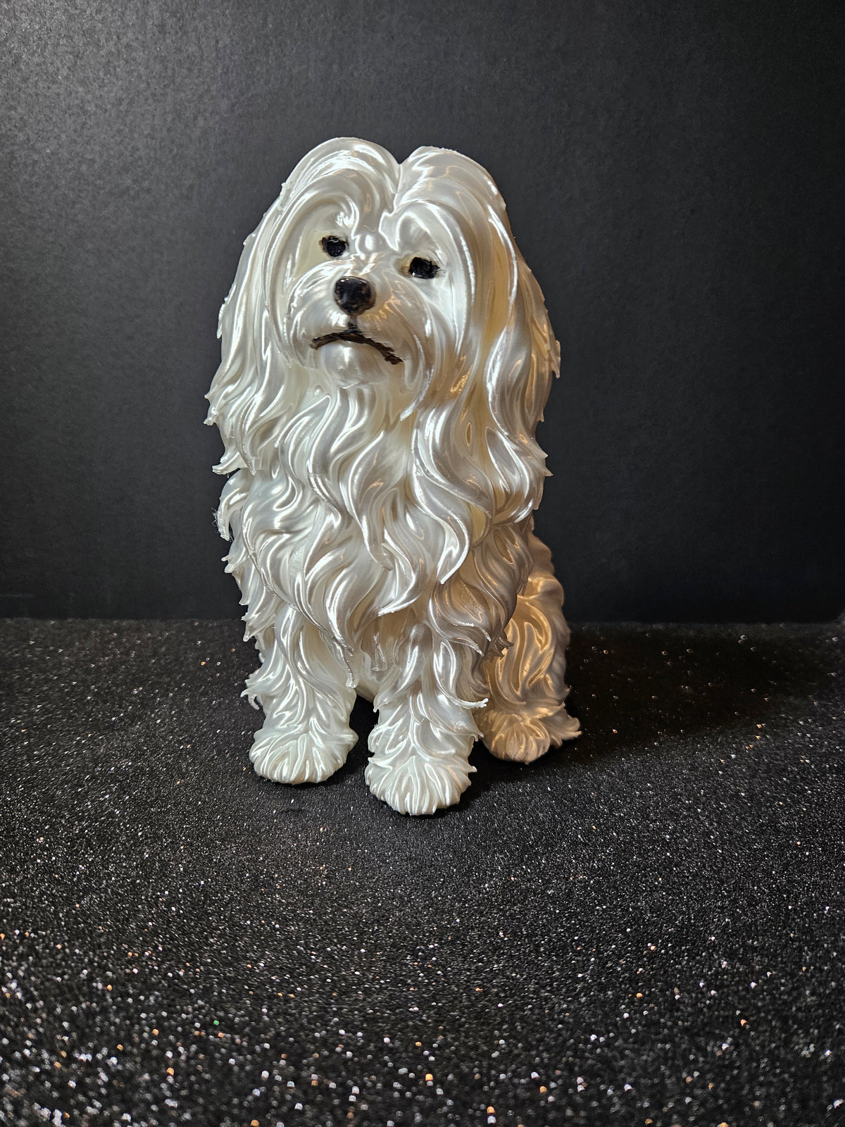 Maltese Terrier – 25cm White Silk Sculpture