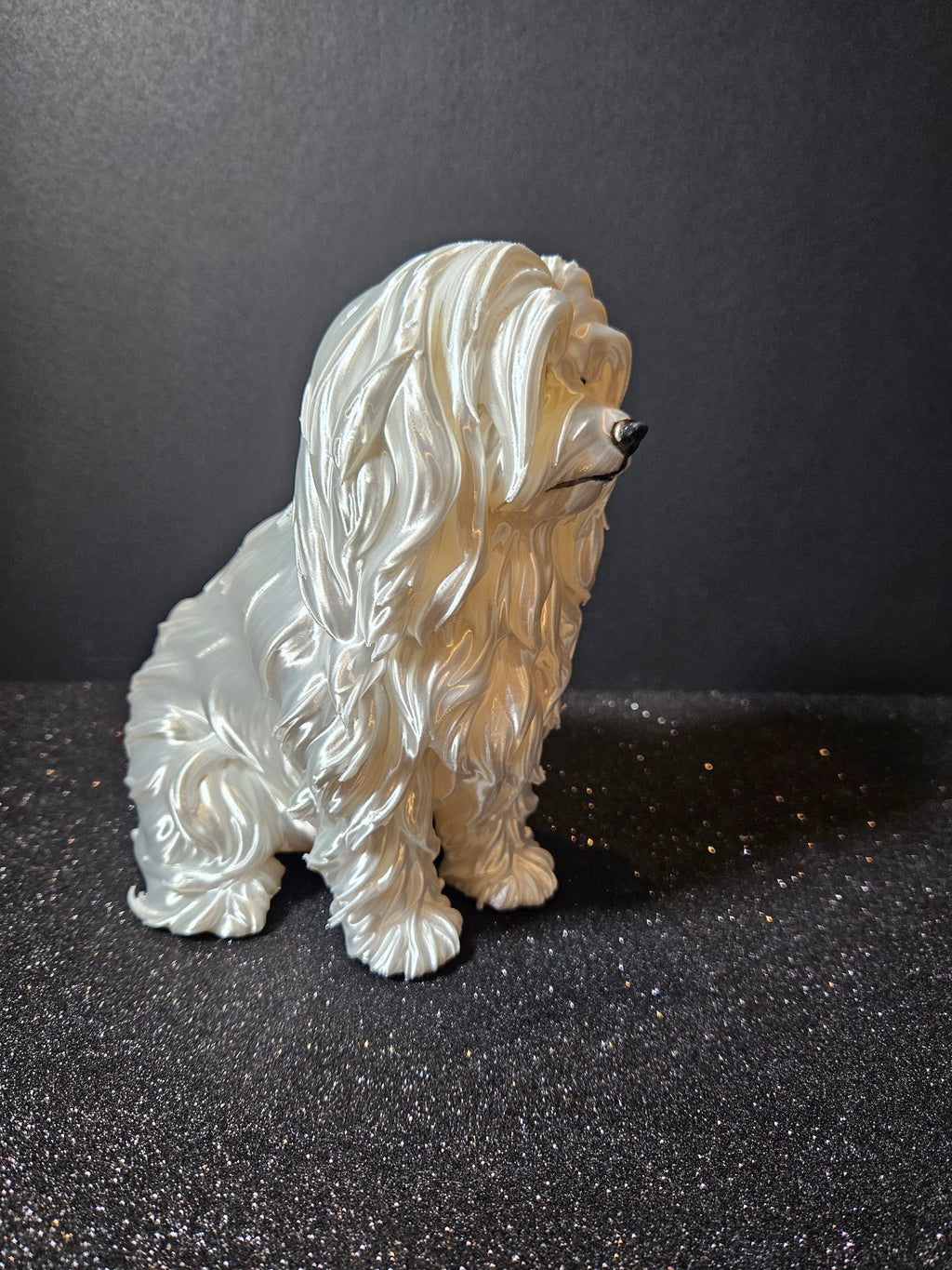 Maltese Terrier – 25cm White Silk Sculpture