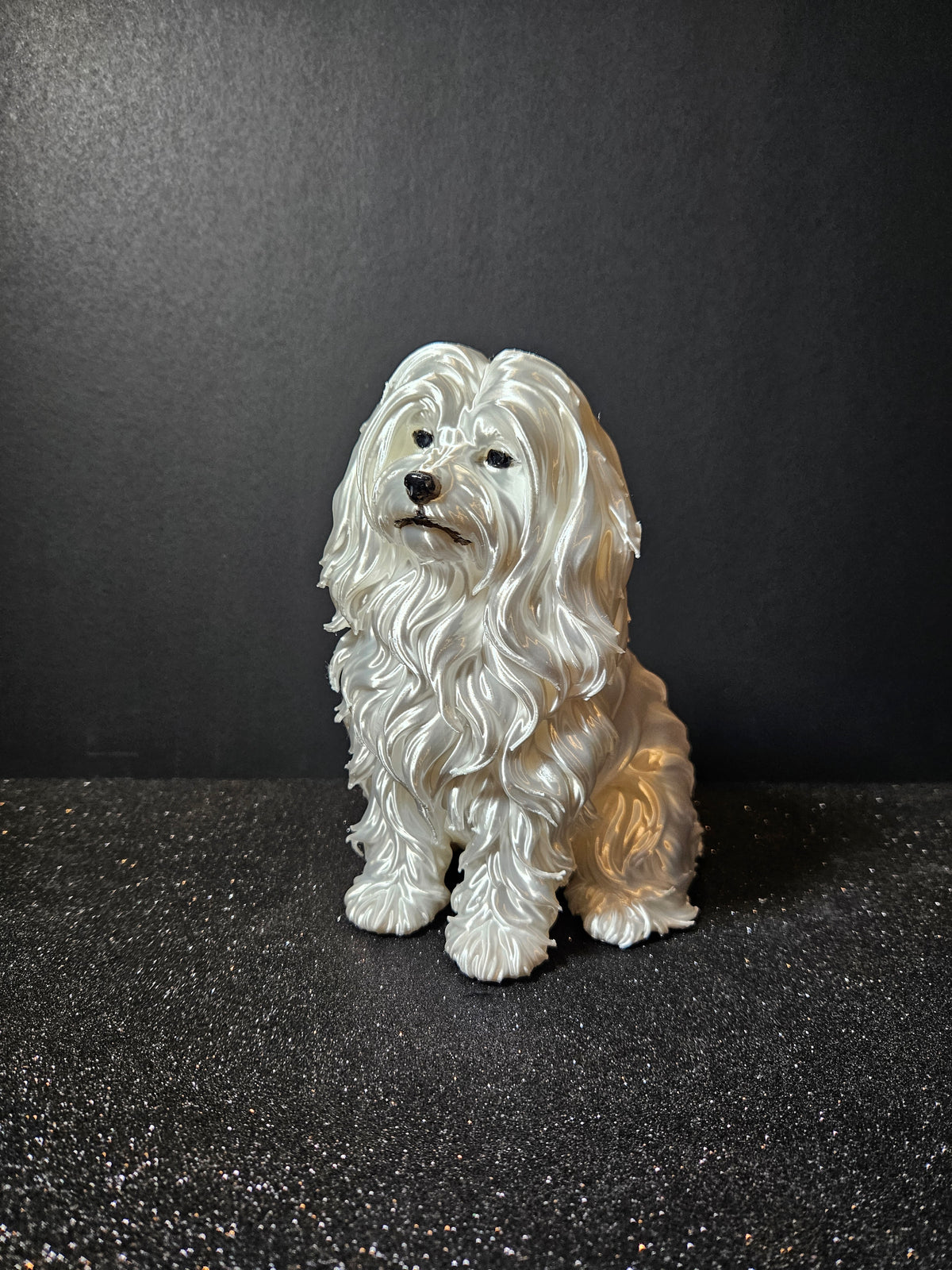 Maltese Terrier – 25cm White Silk Sculpture