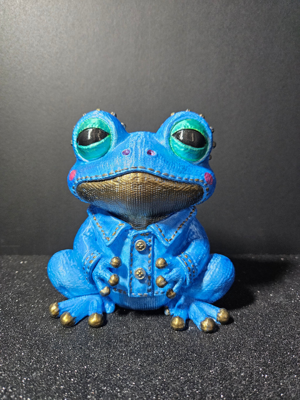Blue Jean Beau – Denim Frog Sculpture