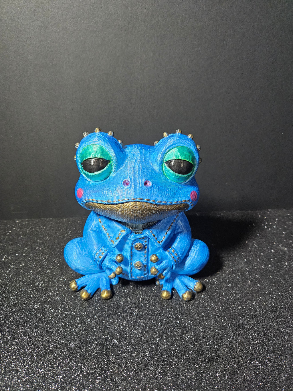 Blue Jean Beau – Denim Frog Sculpture