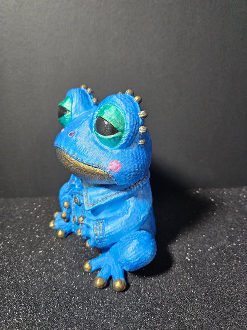 Blue Jean Beau – Denim Frog Sculpture