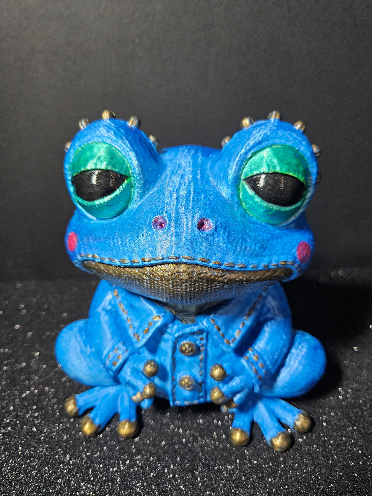 Blue Jean Beau – Denim Frog Sculpture